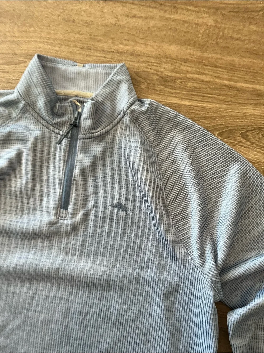 Tommy Bahama Quarter Zip Pullover Sweater IslandZone Mens Large Gray Space Dye